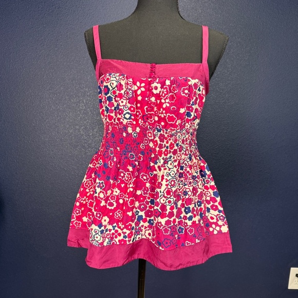 NWOT Anthropologie Odille Pink Silk Floral Tank, Size 2 - Picture 1 of 7